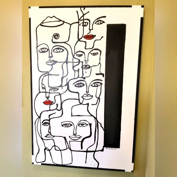 Abstract Artwork Contemporary Black & White - Picture 1 of 4